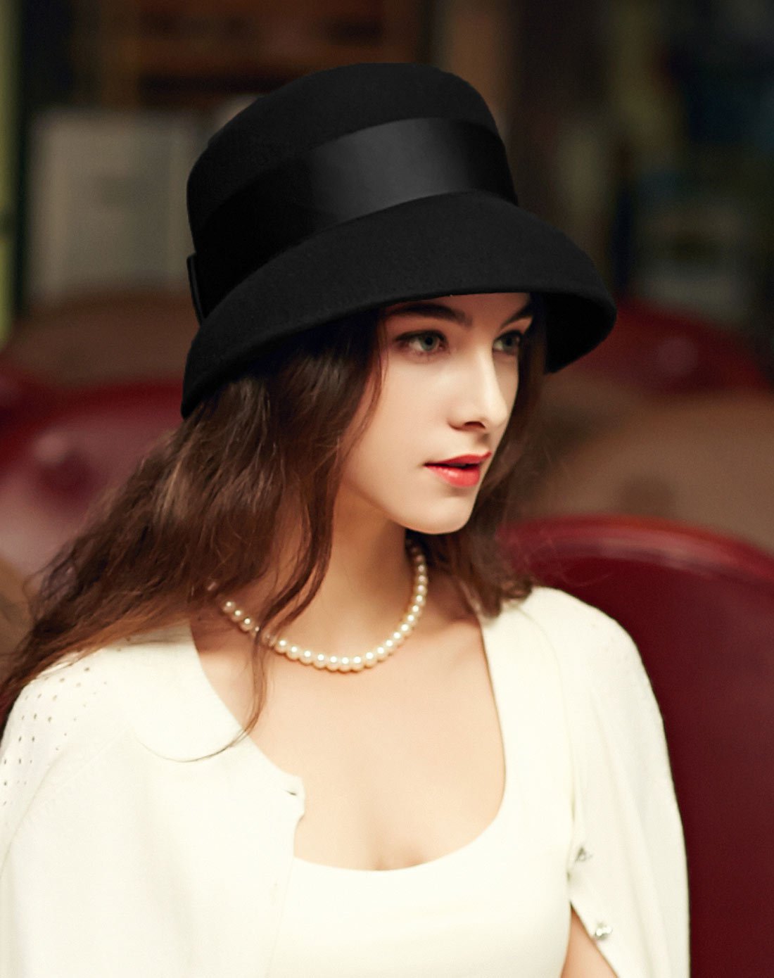 英伦风秋冬季女款帽子优雅时尚毡帽复古羊毛呢盆帽