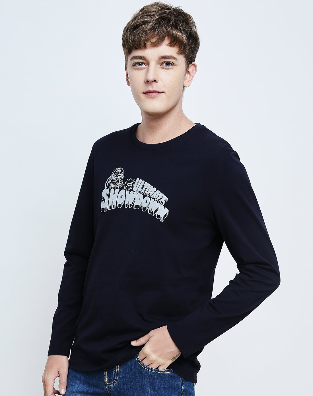 男装迪士尼印花长袖t恤