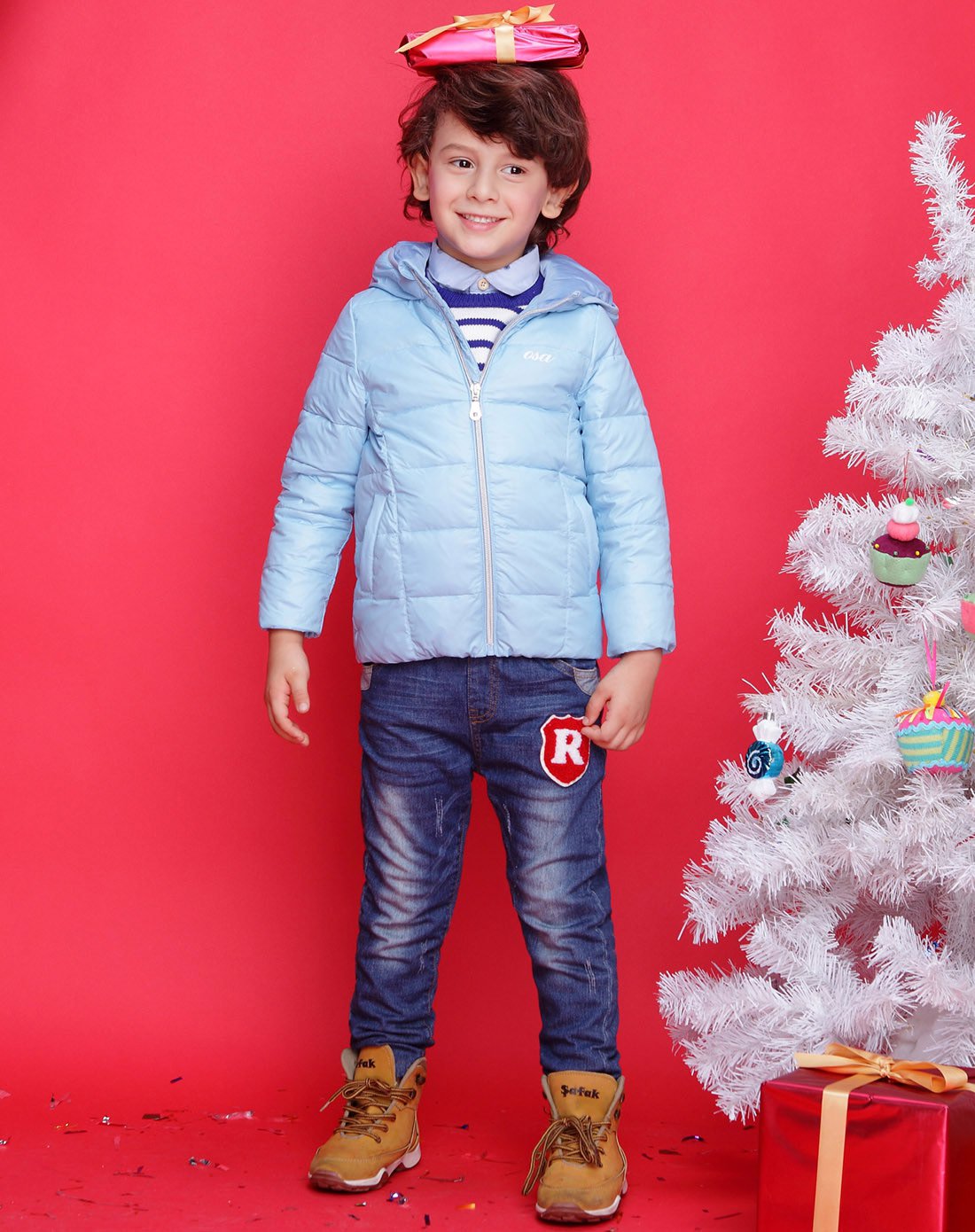 osa欧莎童装 男女童白鸭绒短款羽绒服