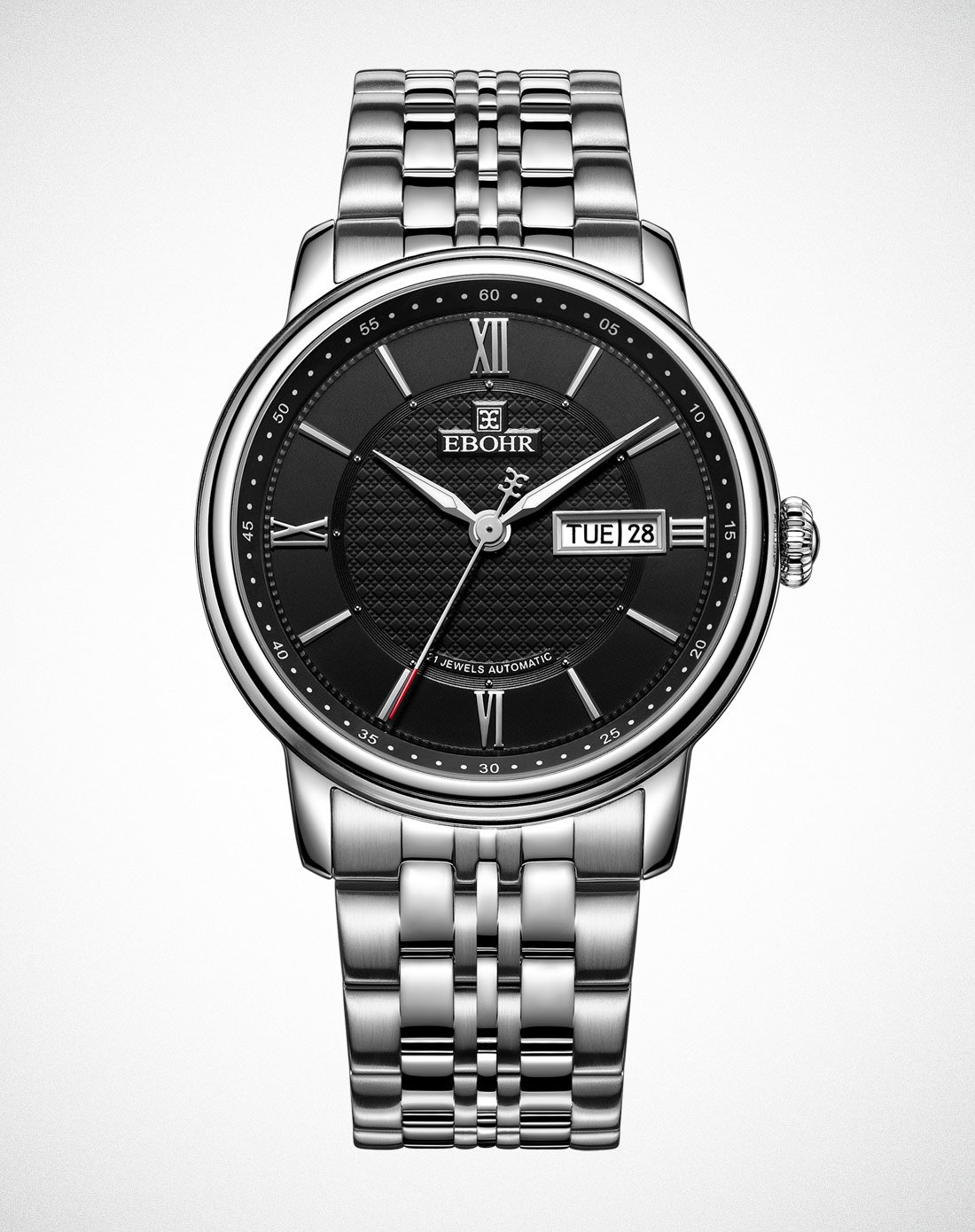 依波ebohr依波手表 都市经典系列商务黑面时尚机械表男表v1052-0819m_
