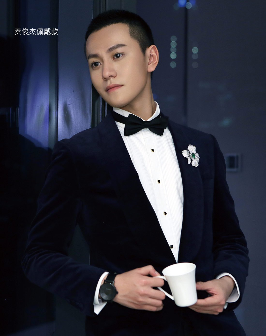 klasse14【明星同款】石英男表 凹陷表盘全黑皮带时尚手表礼品套装