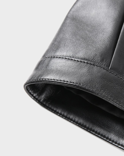 立领光面皮夹克2017秋季新品挺括有型外套男