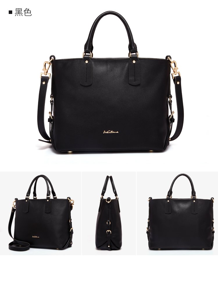 万里马 商务通勤女士纯色百搭手提包
