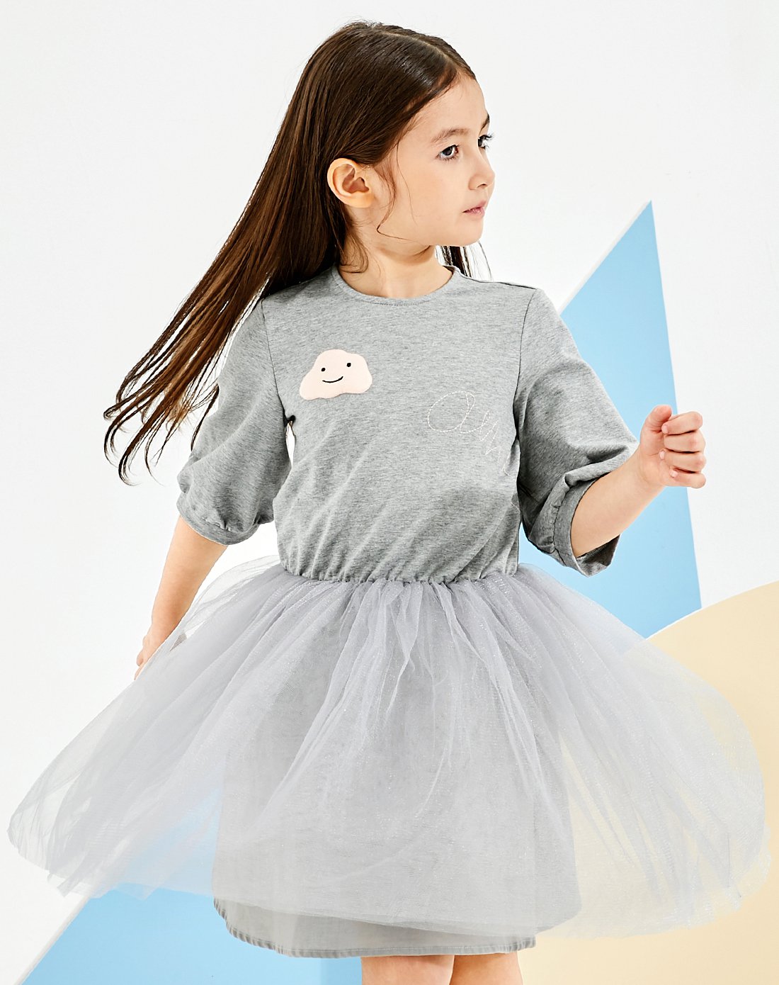 amii童装中大童儿童女童云朵网纱连衣裙