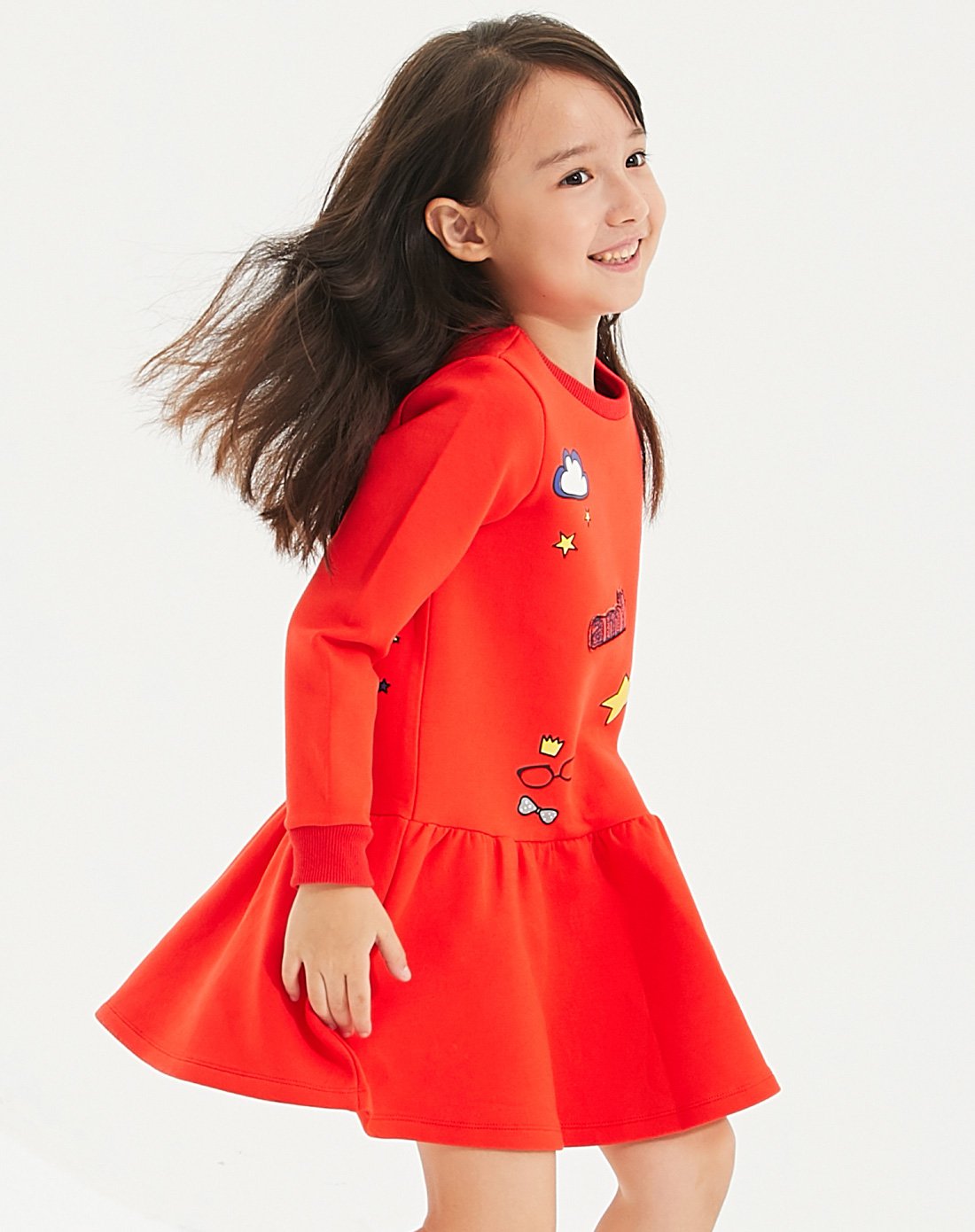 amii童装中大童儿童女童趣味印花宽松连衣裙