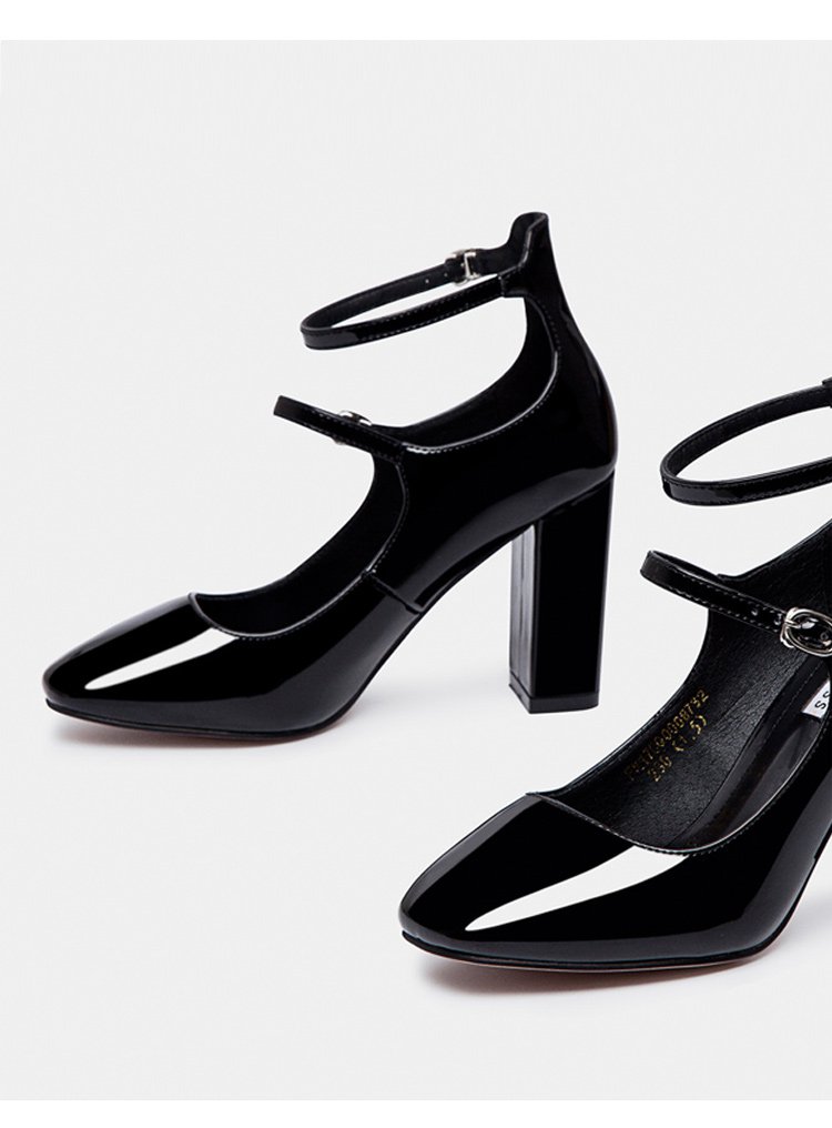 非谜fallinmiss女鞋特卖旗舰店2017秋季新款玛丽珍细带搭扣粗跟方头