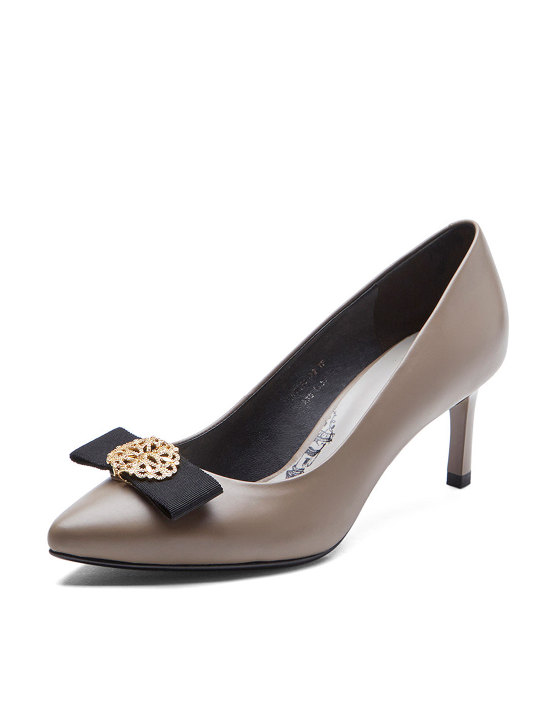 蹀愫tigrisso 专柜同步新品蝴蝶结细跟浅口单鞋 深灰色 245(39)