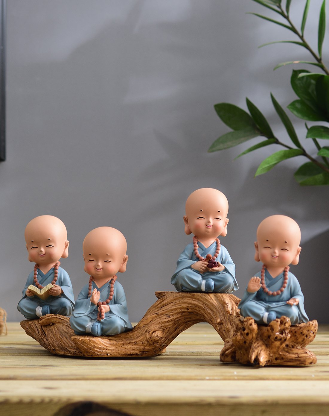 可爱禅意小沙弥五件套摆件装饰品