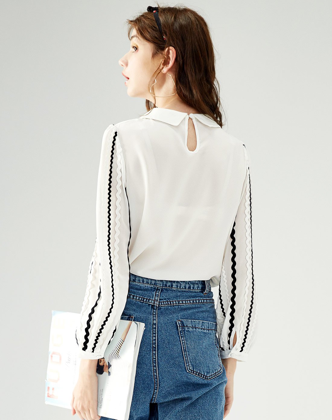 乐町波浪袖上衣c1cd6340282_唯品会