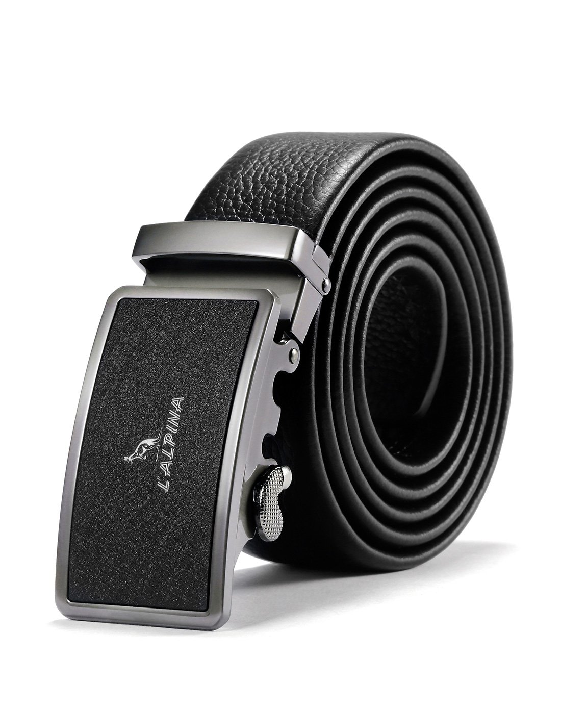 阿尔皮纳袋鼠腰带牛皮皮带男士黑色商务时尚休闲耐磨自动