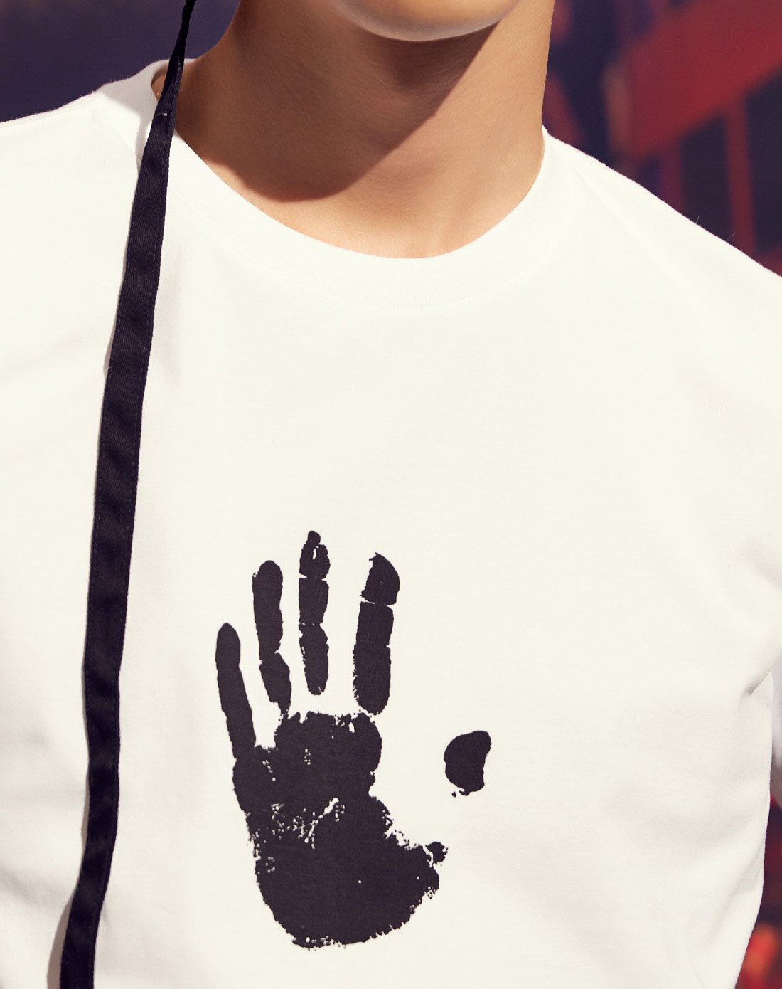 韩版潮流简约手掌图案印花短袖圆领t恤