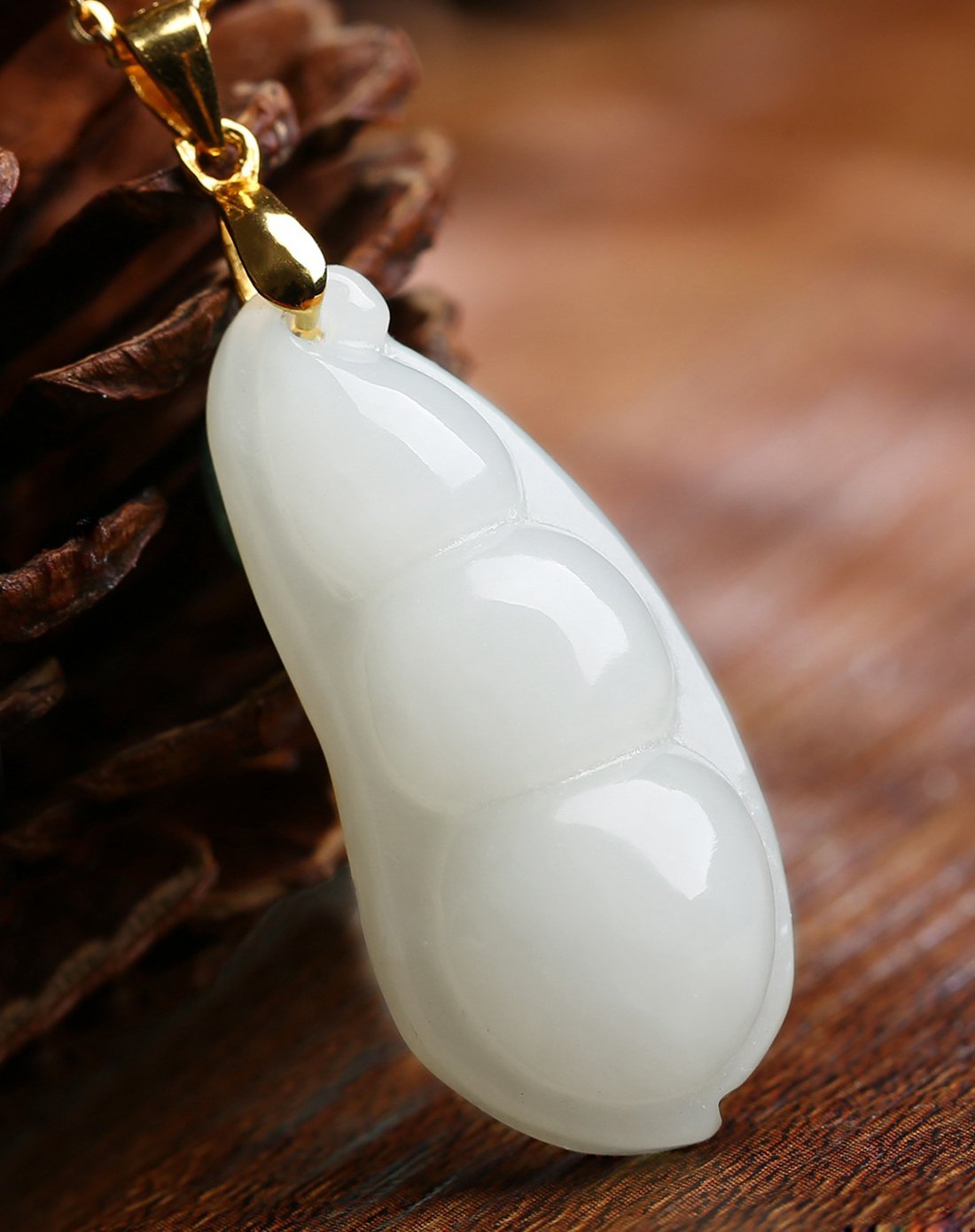 一品翠 天然和田玉温润细腻白玉四季福豆挂件