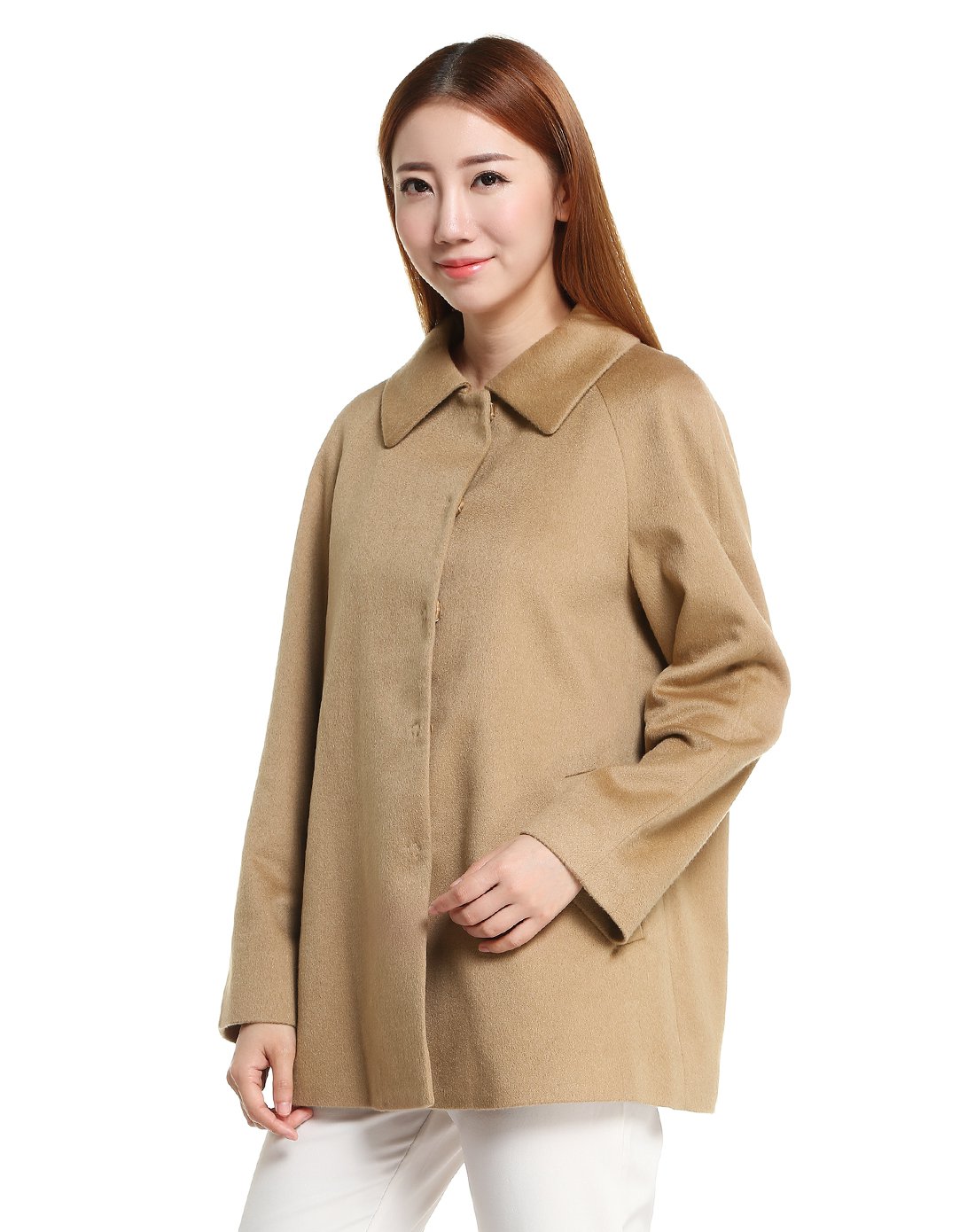 erdos 100%山羊绒短款女式大衣