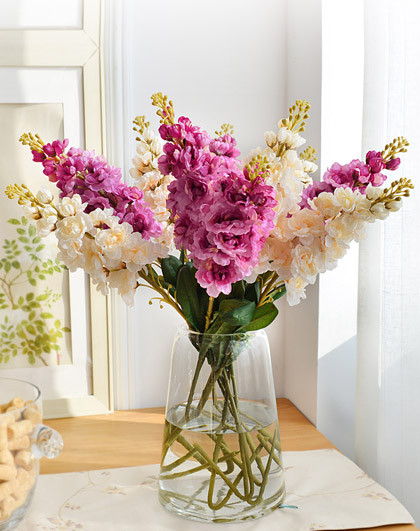 唯美浪漫仿真紫罗兰玻璃花瓶花艺套装