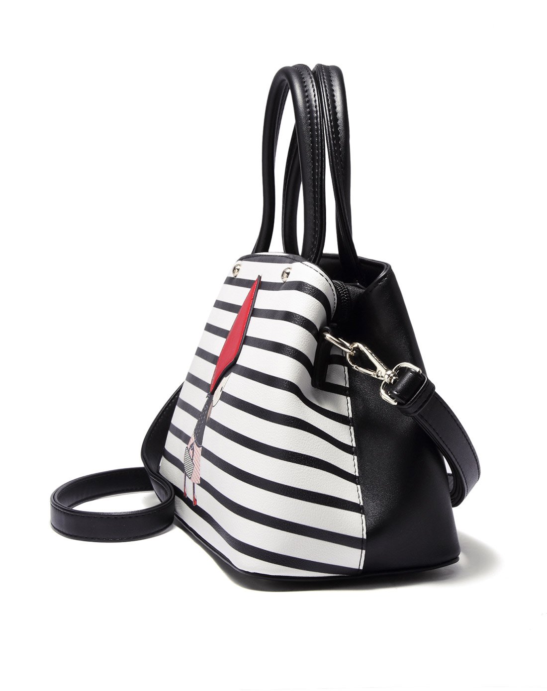 蒙娜丽莎monalisa集团时尚女包专场 18新品减龄印花条纹单肩手提包