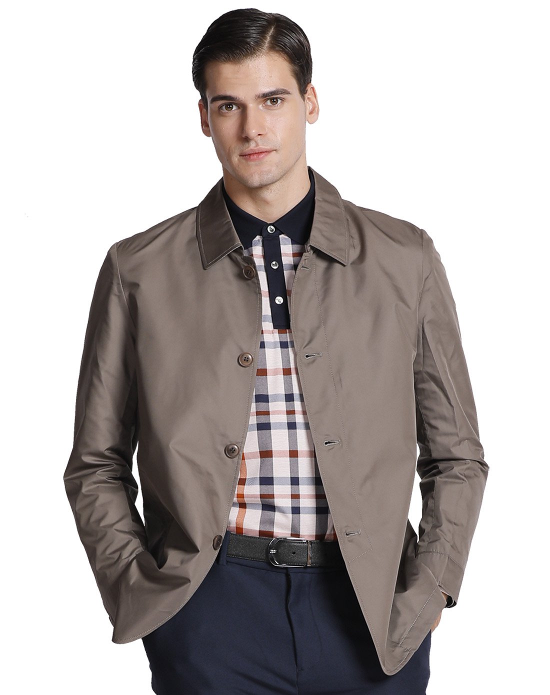 valent coupeau古柏棕色桑蚕丝混纺时尚休闲男士茄克衫6627086_唯品会