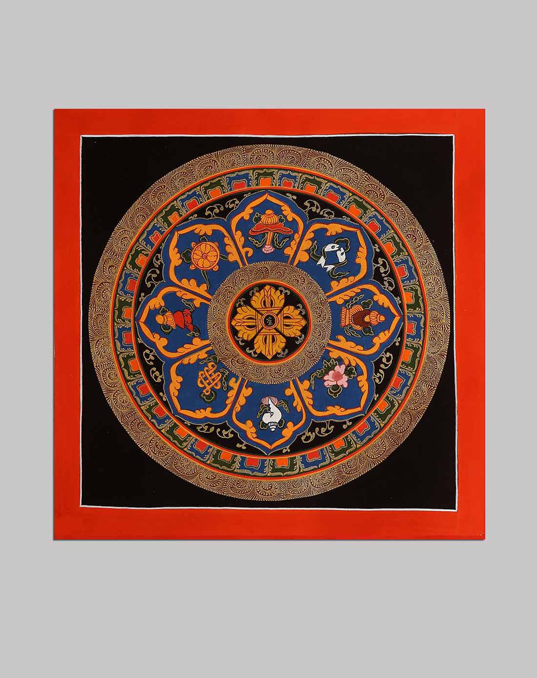 纯手工唐卡装饰画 三昧耶坛城挂画