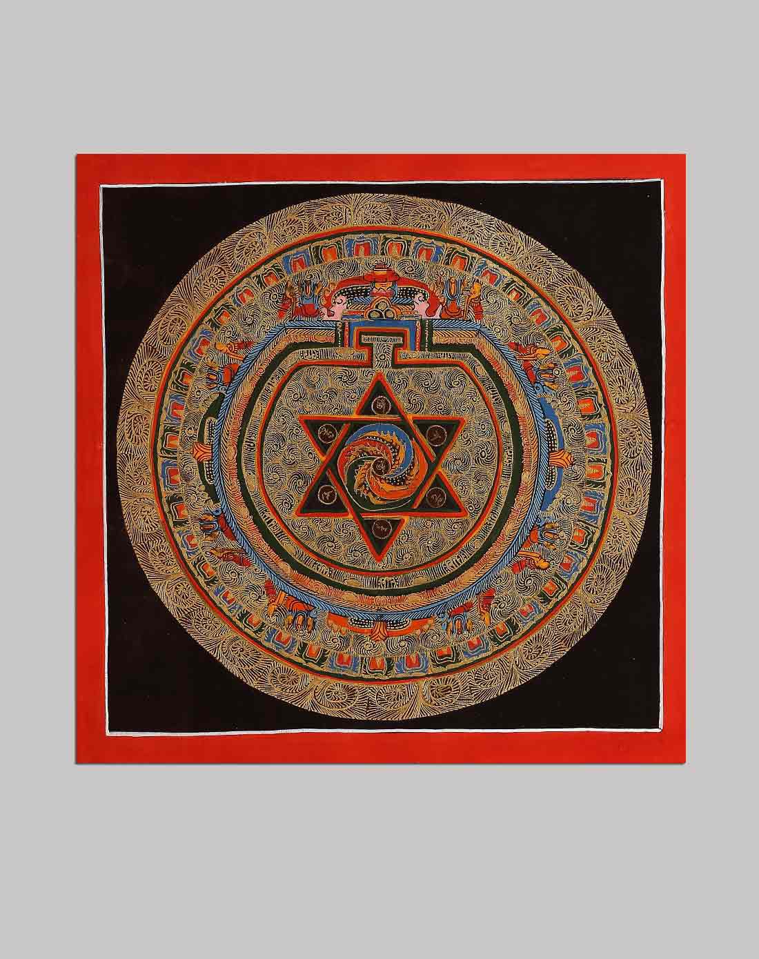 纯手工唐卡装饰画 种子字坛城挂画