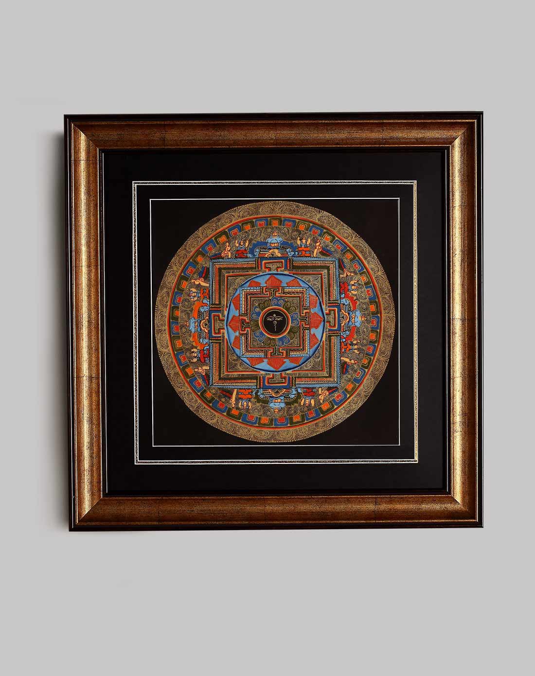 纯手工唐卡装饰画 三昧耶坛城挂画