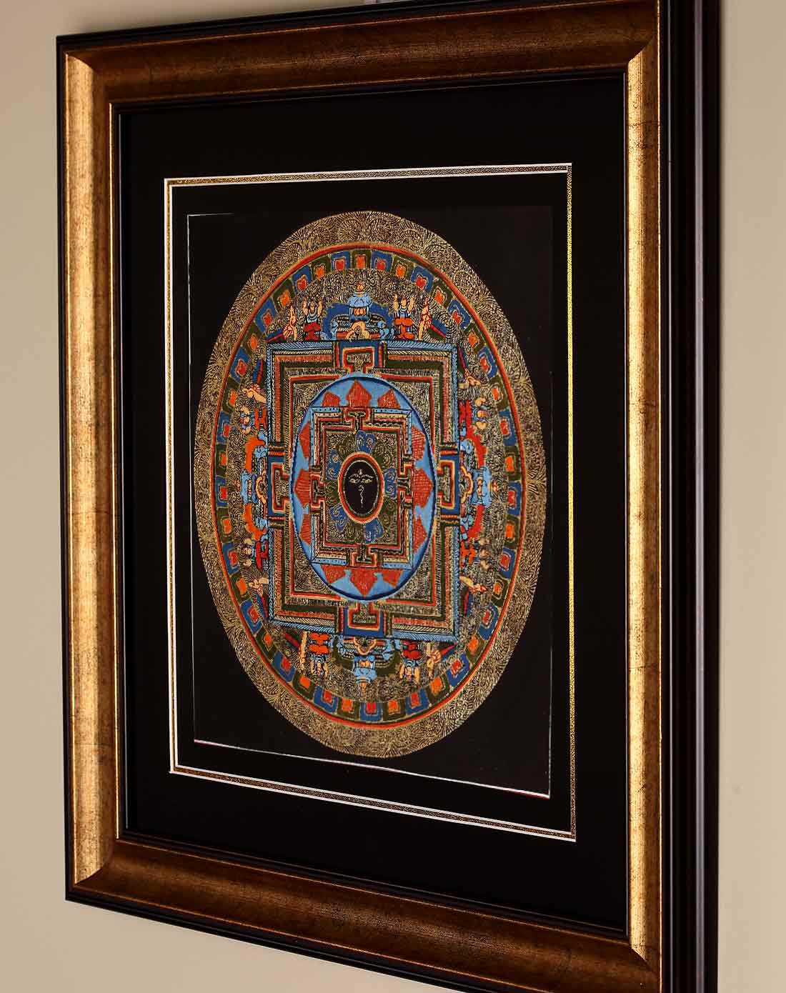 纯手工唐卡装饰画 三昧耶坛城挂画