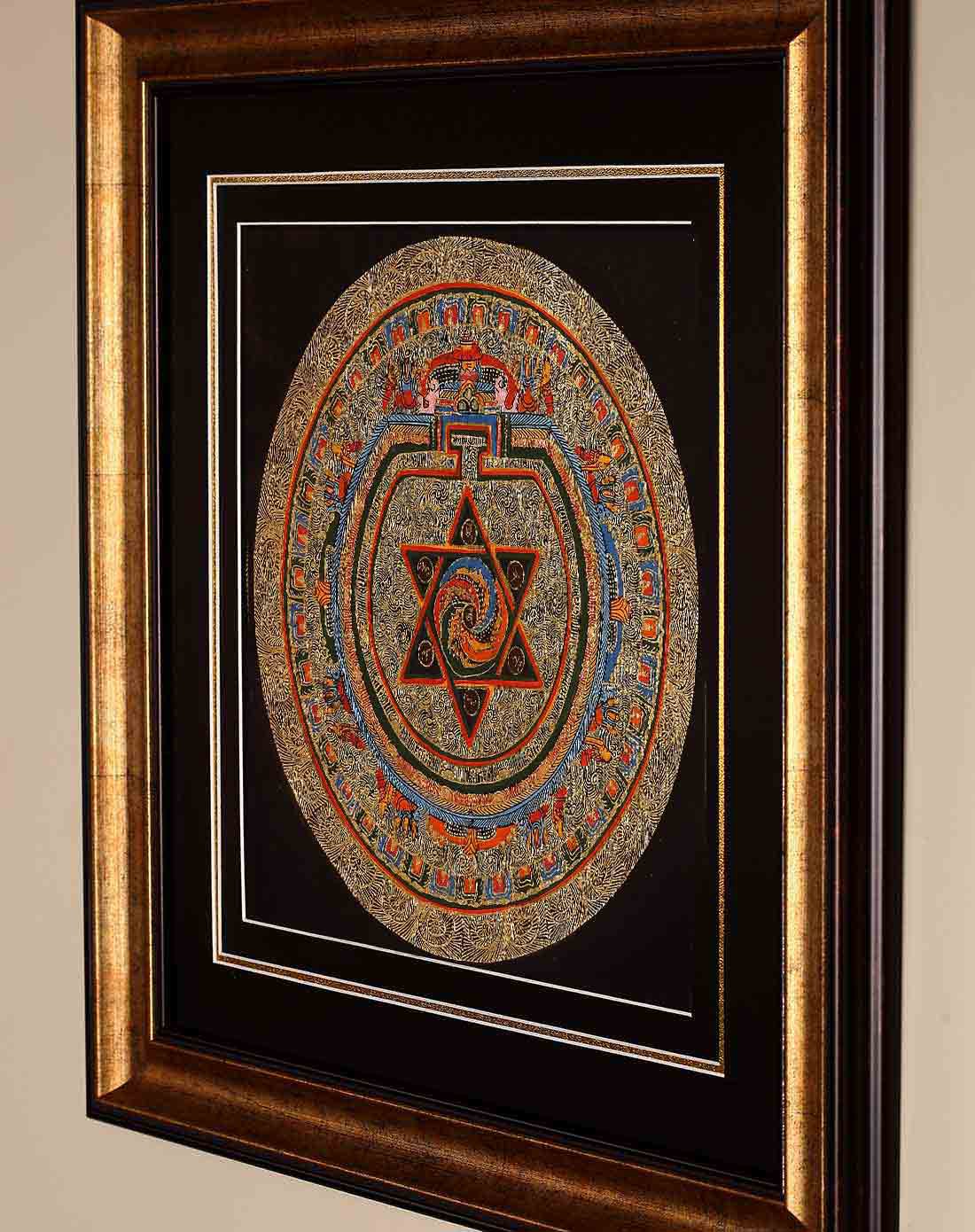 纯手工唐卡装饰画 种子字坛城挂画