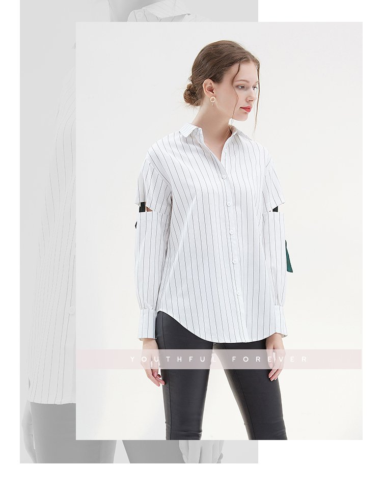 池希zara风袖开口设计绑带衬衫 米白色 m