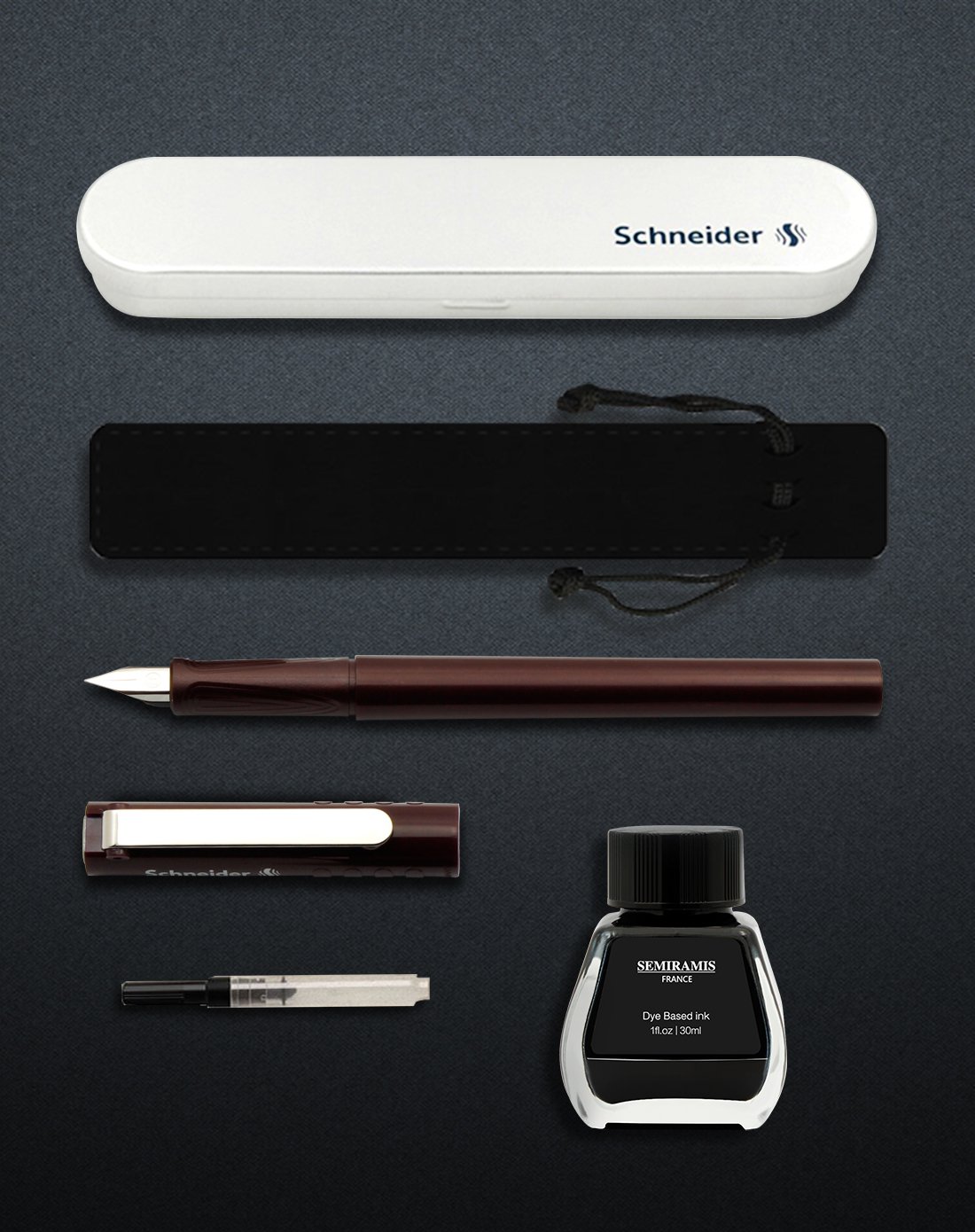 德国施耐德schneiderbk406咖啡色钢笔书写套装