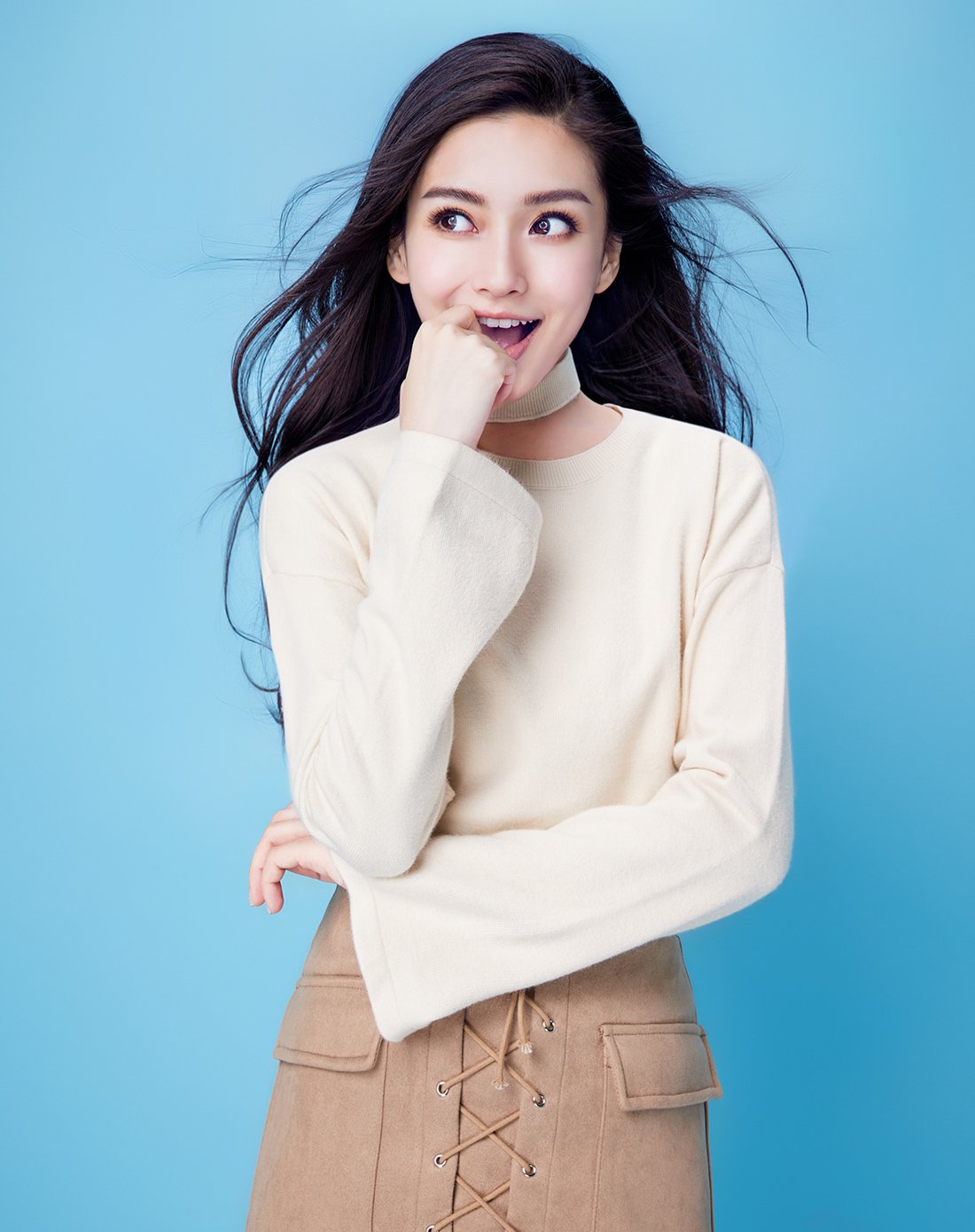 【angelababy明星同款】纯色通勤经典长袖女款毛衣