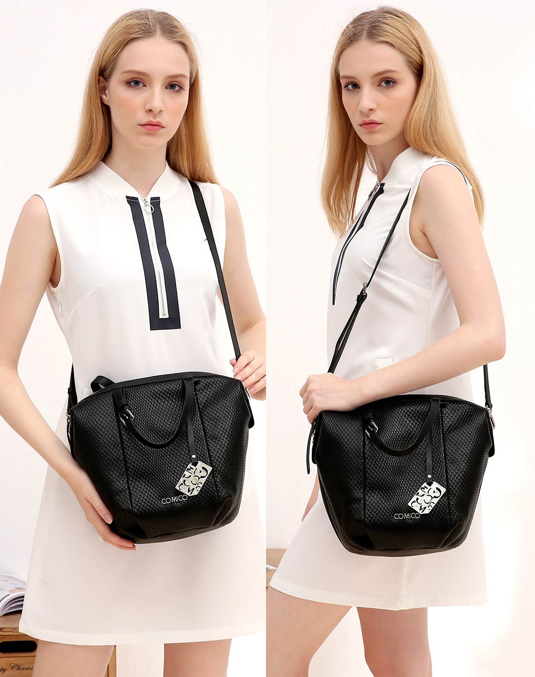 comico高美高蛇鳞纹手提单肩包女包c8022