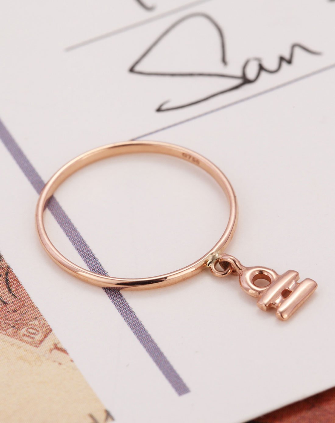 天秤座 十二星座系列 红18k金戒指-定价 送礼