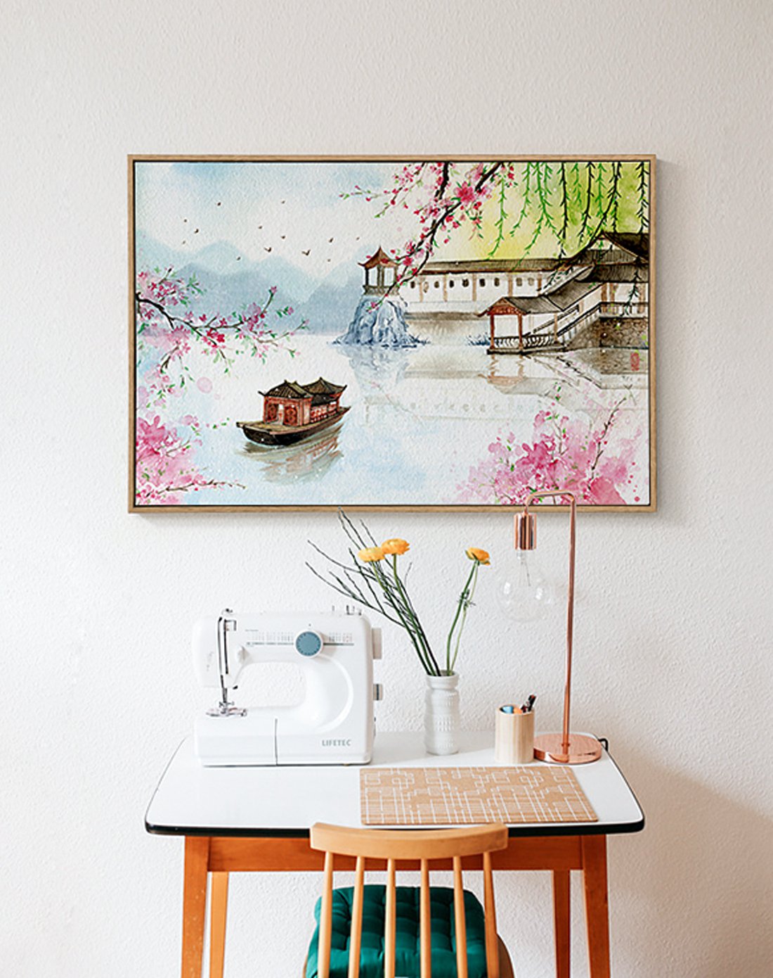 60*80单幅 忆江南 新中式水彩沙发背景装饰画客厅装饰画客厅壁画 卧室