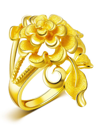 金至尊 足金芙蓉花黄金戒指(计价)