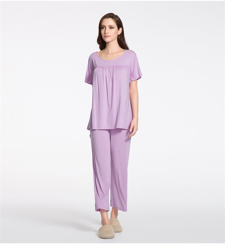 伊维斯enweis薄款莫代尔棉睡衣女士家居服