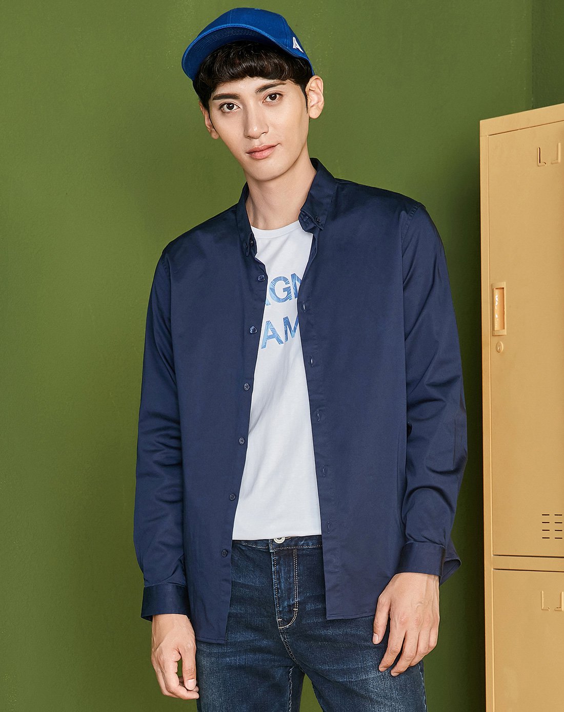 森马男装特卖旗舰店森马冬季男士韩版商务休闲修身纯色长袖衬衫