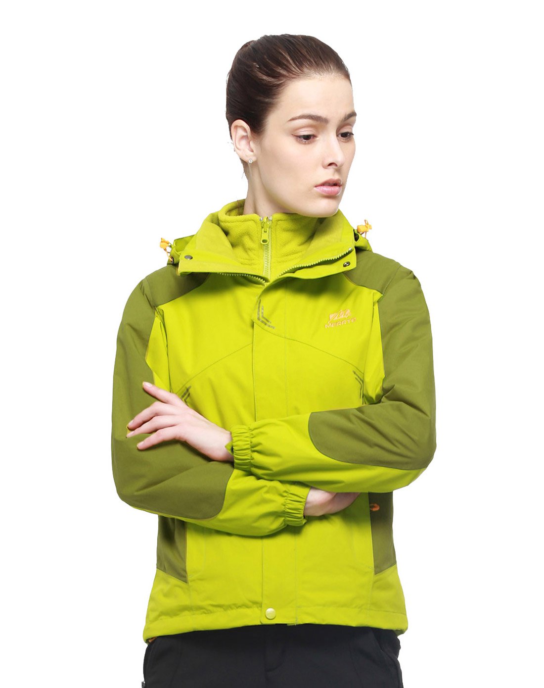 塔丝隆 女款果绿/深果绿色冲锋衣 防水两件套