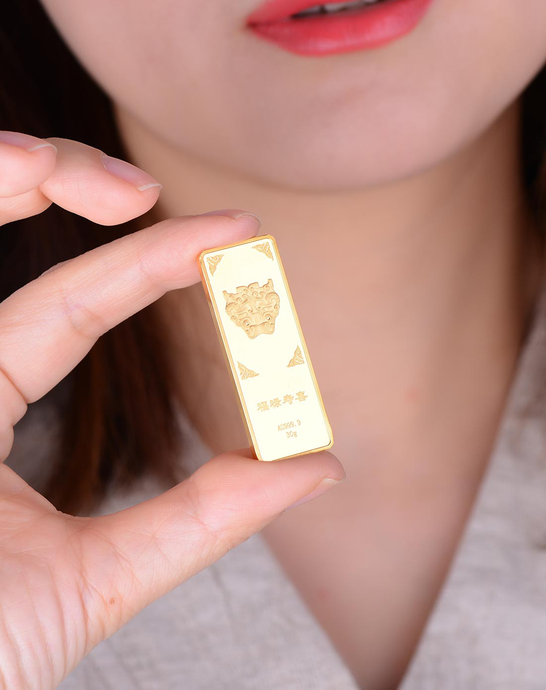 老庙黄金au999.9足金投资金条瑞兽金条 饕餮福禄寿喜30克