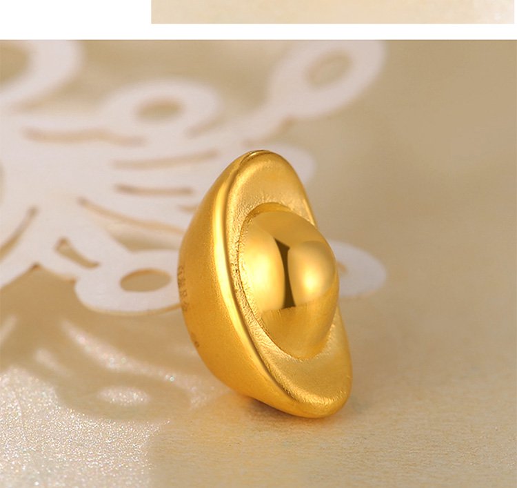 百泰首饰batar jewellery珠宝专场 百泰3d硬足金金元宝转运珠(计价/配