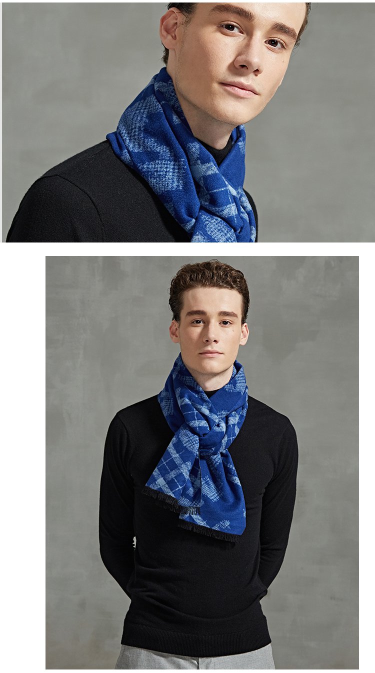 品质风范男士时尚条纹桑蚕丝拉绒围巾