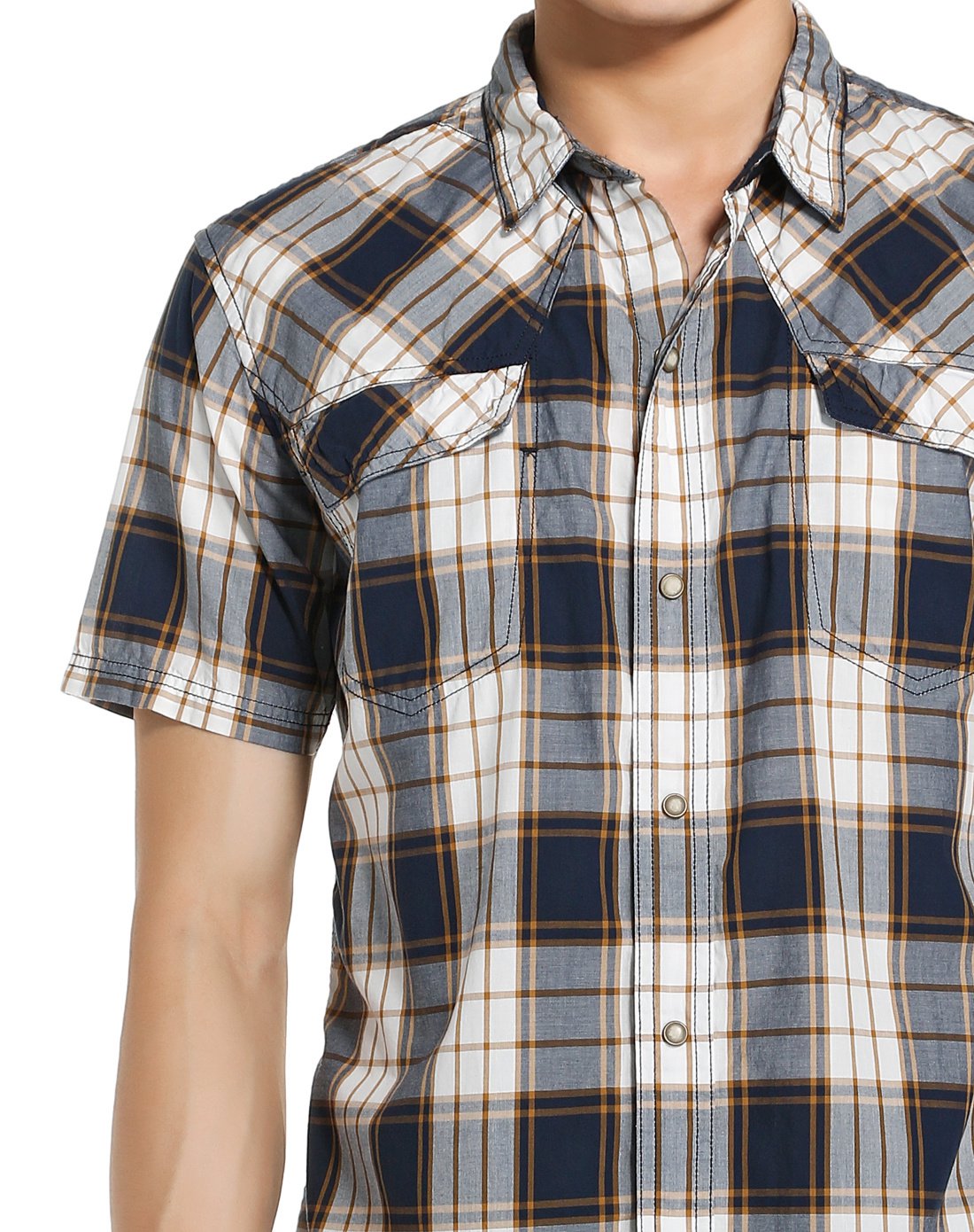 【裸价直降】texwood萍果韩版格纹男款短袖衬衫