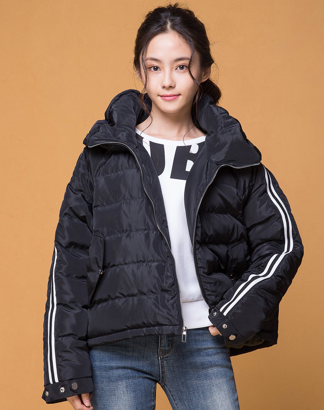 森马女装特卖旗舰店 森马运动 女款舒适翻领宽松棉服