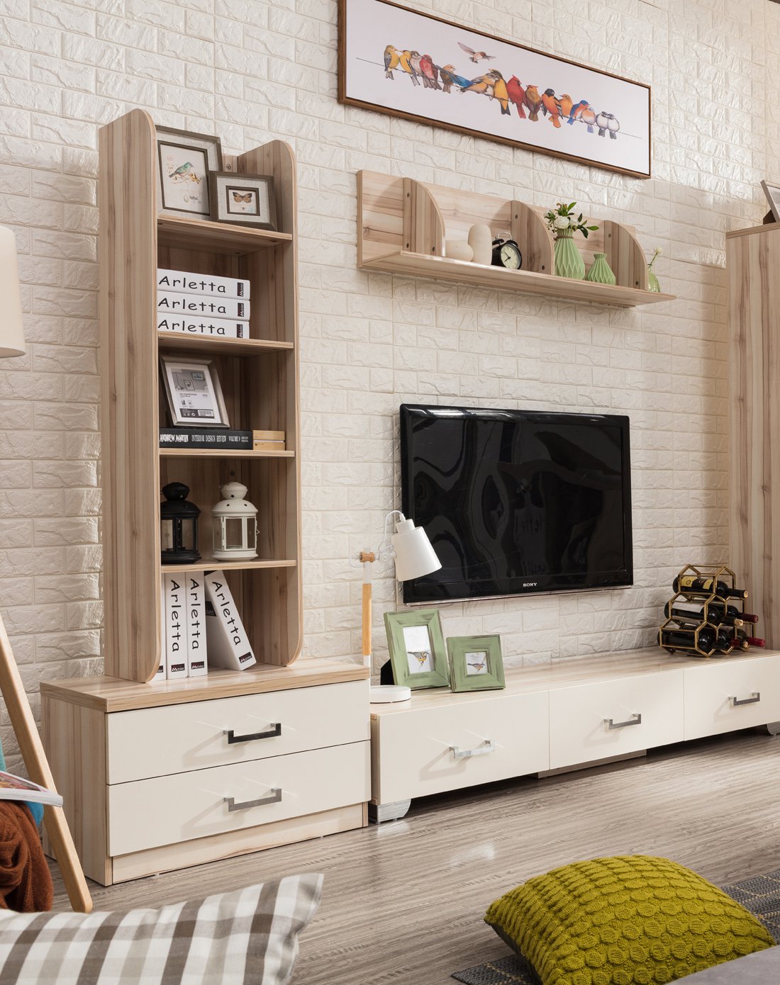 雅林家具直发货专场简约客厅电视柜茶几组合6件套装y85e07tc_唯品会