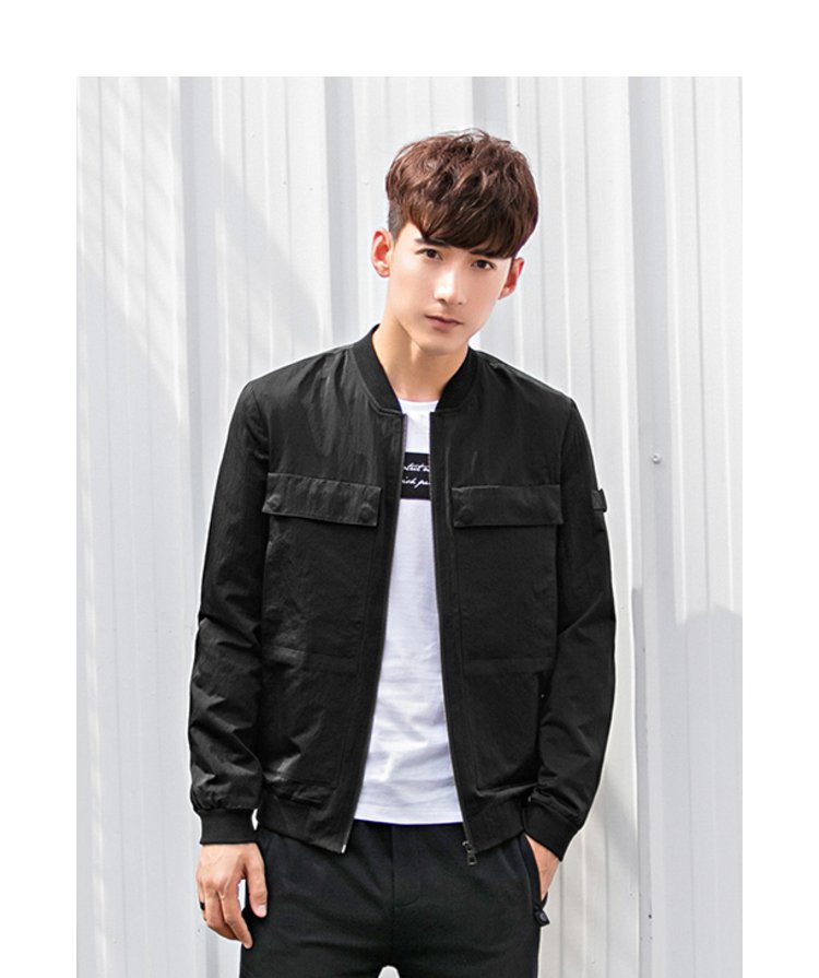 春装新品男款时尚简约织带休闲夹克外套