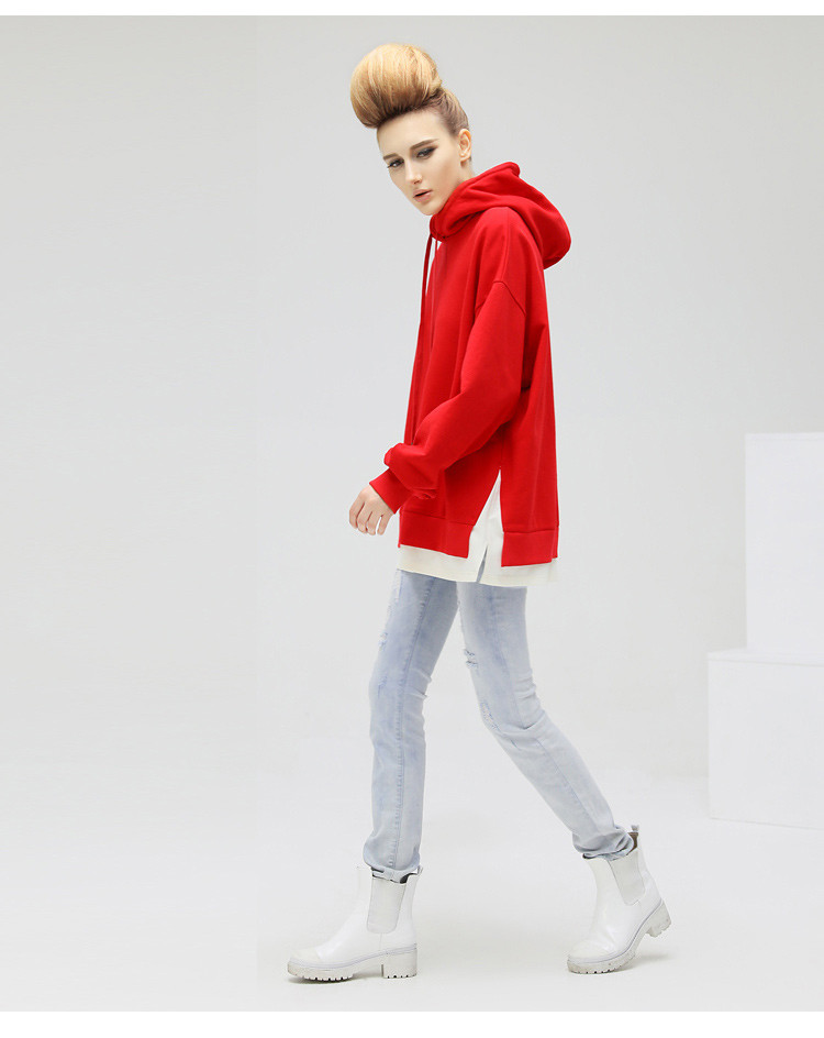 宽松bf风连帽侧开衩宽松卫衣