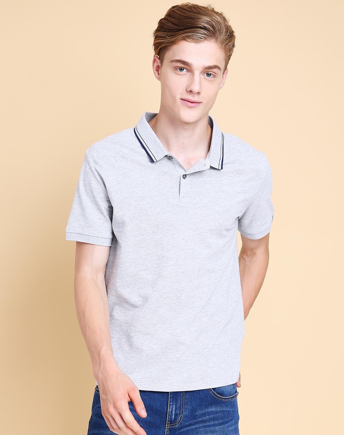 真维斯纯棉polo衫男 夏装 男装短袖翻领t恤青年修身保罗衫