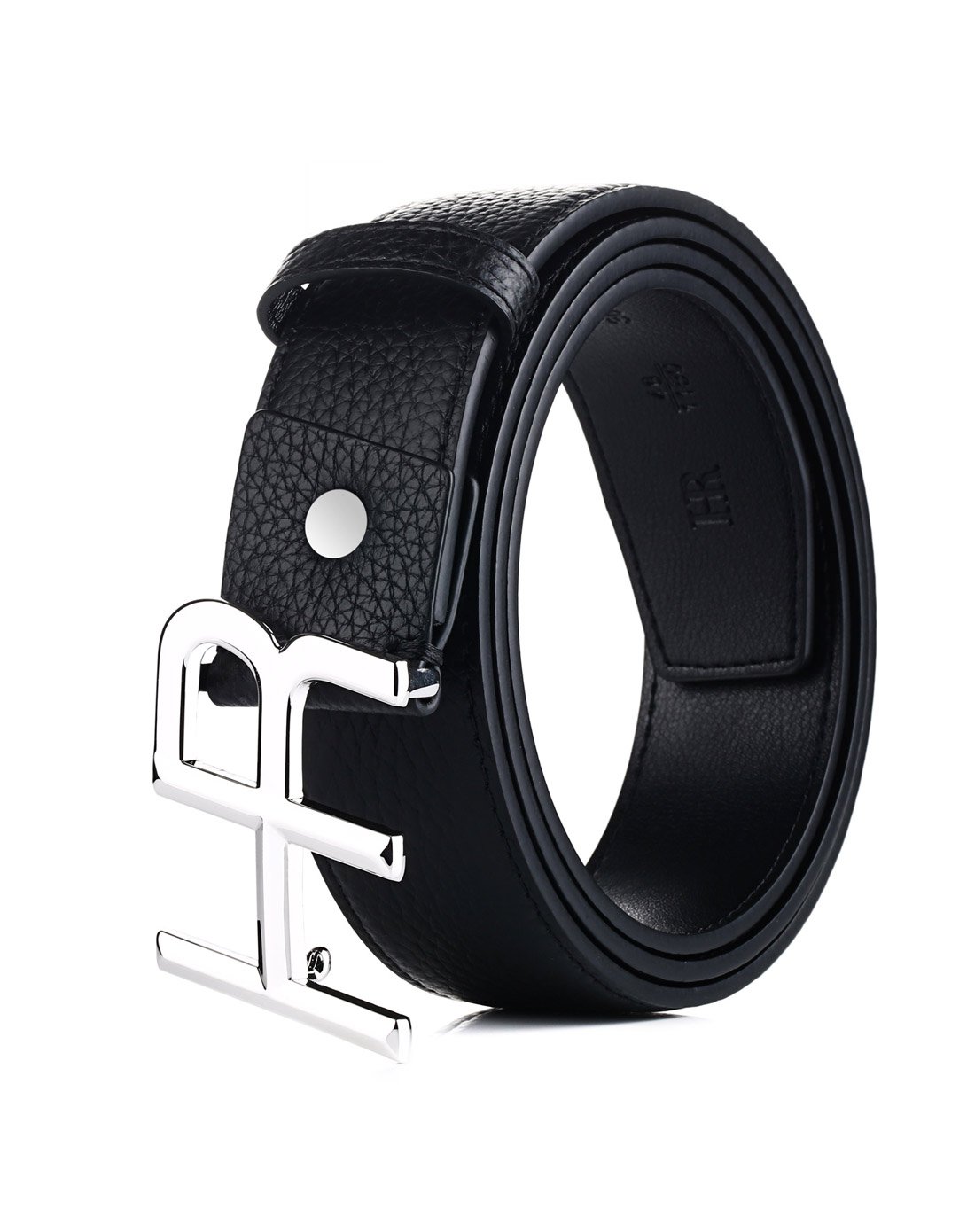 hr赫莲娜新款时尚荔枝纹牛皮革皮带平滑扣商务潮男腰带