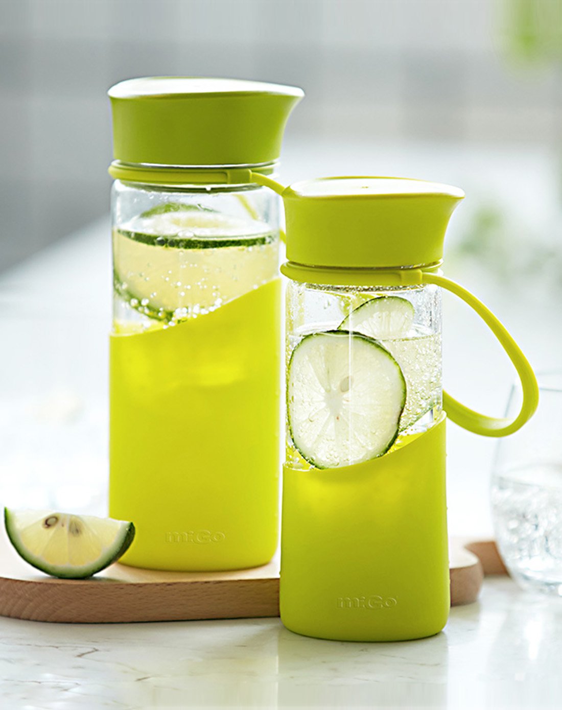 400ml便携硅胶耐热玻璃水杯