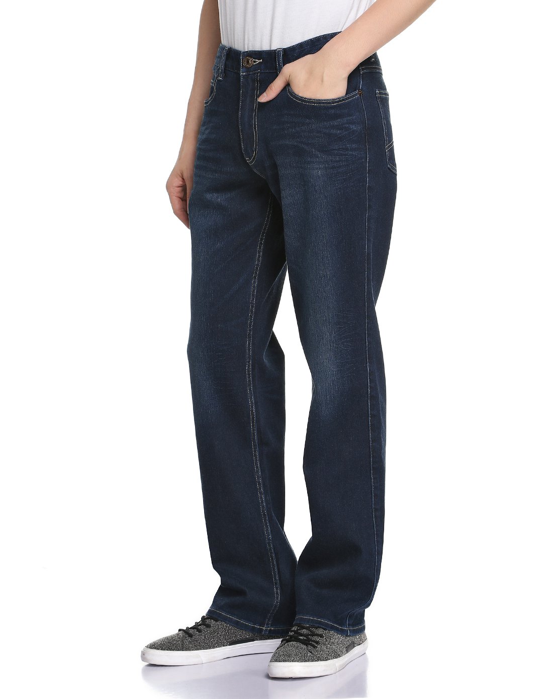 texwood萍果牛仔裤男春新款修身加长弹力中腰牛仔裤