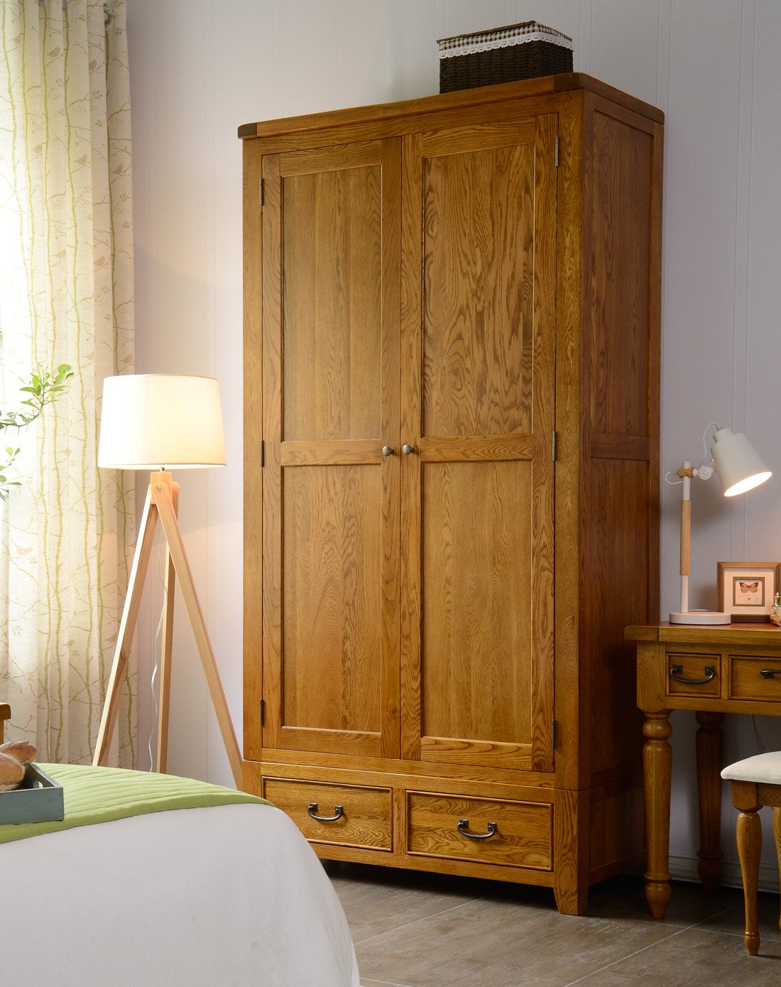 雅林家具特卖旗舰店北美白橡木双门衣柜大容量储物实木衣柜yjqhr_唯品