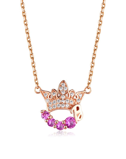 barbie芭比饰品 s925银真爱加冕皇冠项链