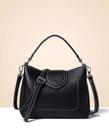 2017新款女士牛皮手提水桶包百搭单肩斜跨包潮